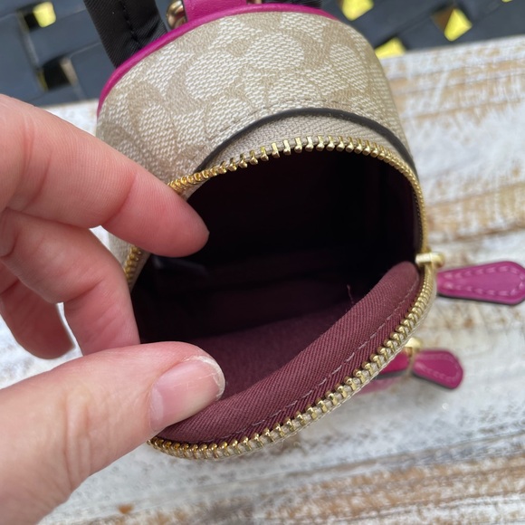 Coach Beige and Pink Mini Backpack Keychain Bag Charm - Picture 7 of 9